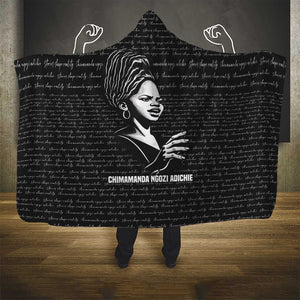 Chimamanda Ngozi Adichie Hooded Blanket with Expressive Speaking Portrait, Stories Shape Reality - African Pride
