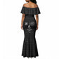 Chimamanda Ngozi Adichie Mermaid Dress with Expressive Speaking Portrait, Stories Shape Reality - African Pride