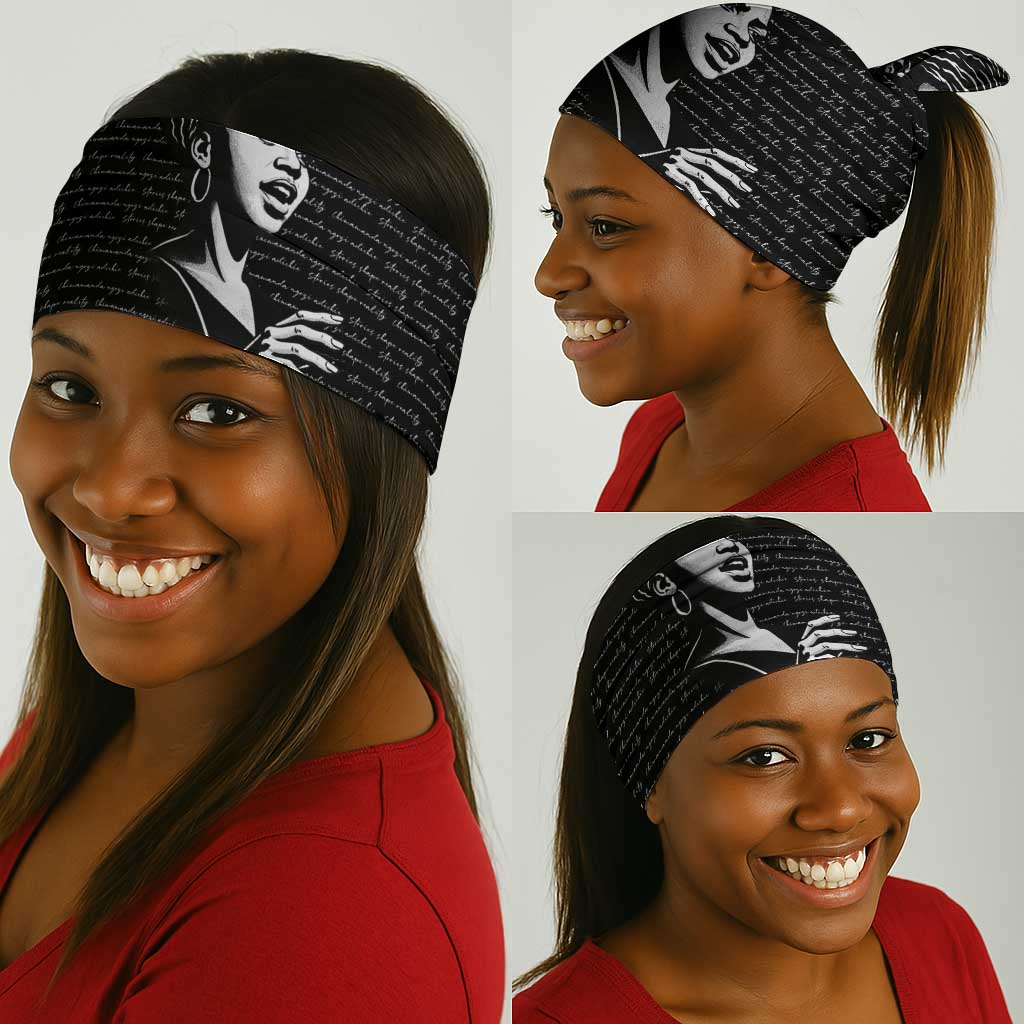 Chimamanda Ngozi Adichie Neck Gaiter with Expressive Speaking Portrait, Stories Shape Reality - African Pride