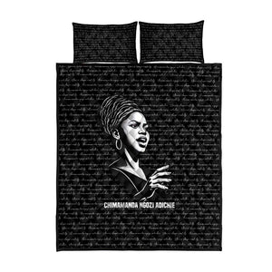 Chimamanda Ngozi Adichie Quilt Bed Set with Expressive Speaking Portrait, Stories Shape Reality - African Pride