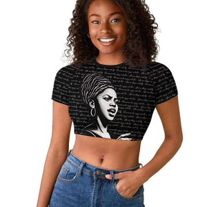 Chimamanda Ngozi Adichie Raglan Cropped T shirt with Expressive Speaking Portrait, Stories Shape Reality - African Pride