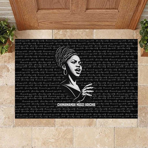 Chimamanda Ngozi Adichie Rubber Doormat with Expressive Speaking Portrait, Stories Shape Reality - African Pride