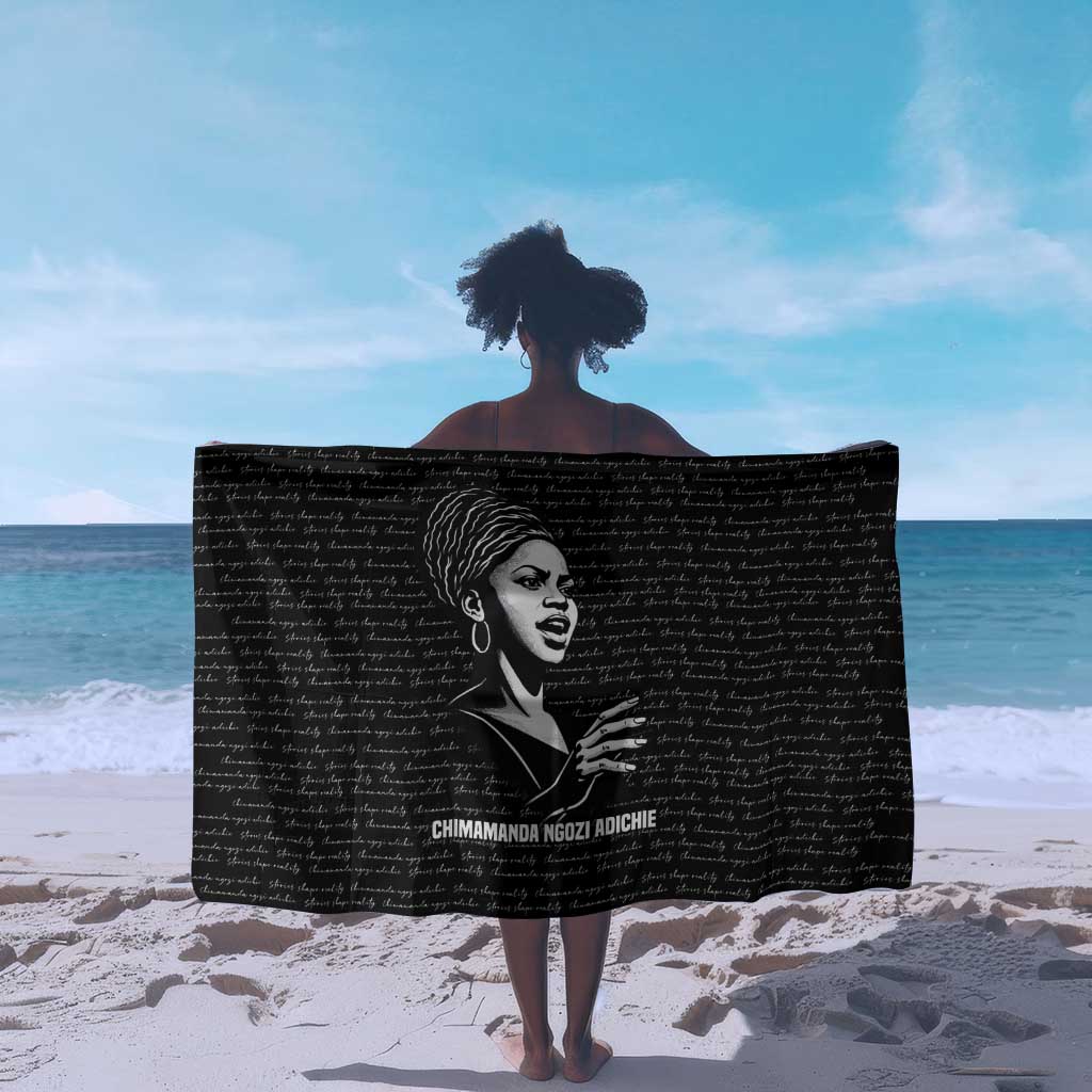 Chimamanda Ngozi Adichie Sarong with Expressive Speaking Portrait, Stories Shape Reality - African Pride