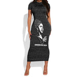Chimamanda Ngozi Adichie Short Sleeve Bodycon Dress with Expressive Speaking Portrait, Stories Shape Reality - African Pride