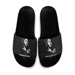 Chimamanda Ngozi Adichie Slide Sandals with Expressive Speaking Portrait, Stories Shape Reality - African Pride