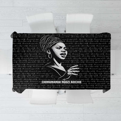 Chimamanda Ngozi Adichie Tablecloth with Expressive Speaking Portrait, Stories Shape Reality - African Pride