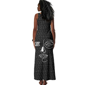 Chimamanda Ngozi Adichie Tank Maxi Dress with Expressive Speaking Portrait, Stories Shape Reality - African Pride