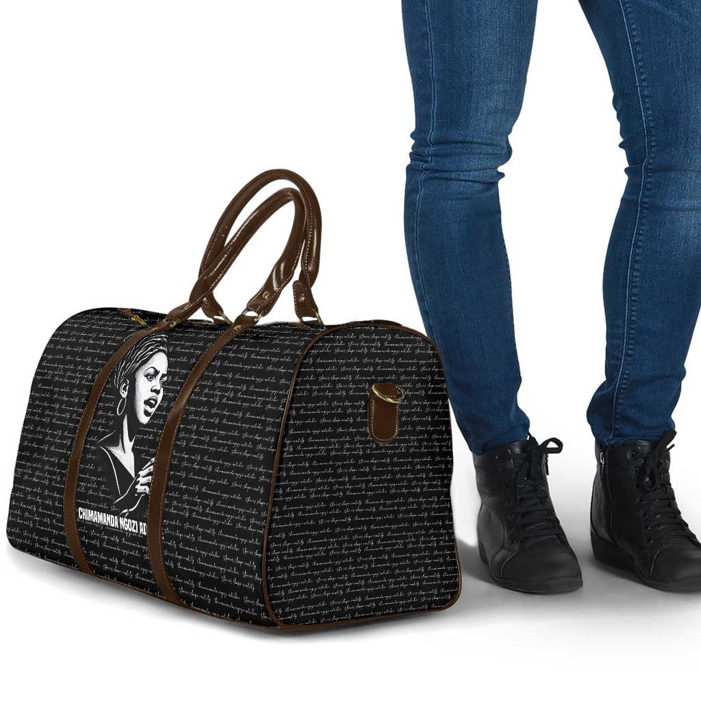 Chimamanda Ngozi Adichie Travel Bag with Expressive Speaking Portrait, Stories Shape Reality - African Pride