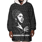 Chimamanda Ngozi Adichie Wearable Blanket Hoodie with Expressive Speaking Portrait, Stories Shape Reality - African Pride