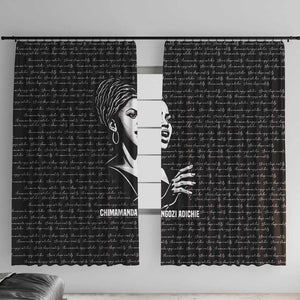 Chimamanda Ngozi Adichie Window Curtain with Expressive Speaking Portrait, Stories Shape Reality - African Pride