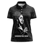 Chimamanda Ngozi Adichie Women Polo Shirt with Expressive Speaking Portrait, Stories Shape Reality - African Pride