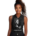 Chimamanda Ngozi Adichie Women Sleeveless Polo Shirt with Expressive Speaking Portrait, Stories Shape Reality - African Pride
