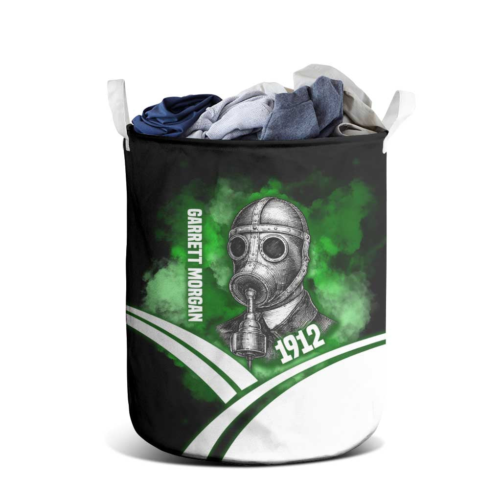 Garrett Morgan Laundry Basket with Gas Mask Invention Illustration, Inventing to Save Lives Quote - African Pride