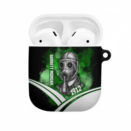 Garrett Morgan AirPods Case with Gas Mask Invention Illustration, Inventing to Save Lives Quote - African Pride