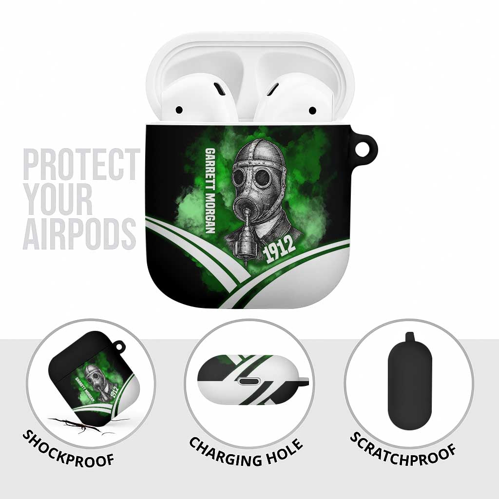 Garrett Morgan AirPods Case with Gas Mask Invention Illustration, Inventing to Save Lives Quote - African Pride