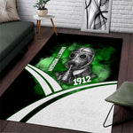 Garrett Morgan Area Rug with Gas Mask Invention Illustration, Inventing to Save Lives Quote - African Pride