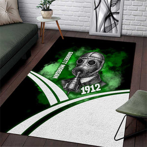 Garrett Morgan Area Rug with Gas Mask Invention Illustration, Inventing to Save Lives Quote - African Pride