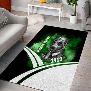 Garrett Morgan Area Rug with Gas Mask Invention Illustration, Inventing to Save Lives Quote - African Pride