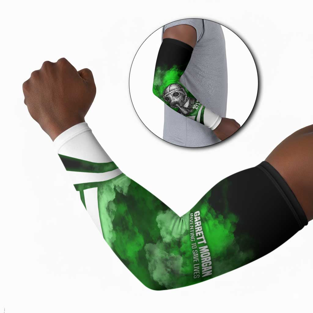 Garrett Morgan Arm Sleeves with Gas Mask Invention Illustration, Inventing to Save Lives Quote - African Pride