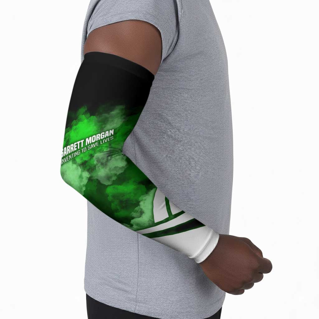 Garrett Morgan Arm Sleeves with Gas Mask Invention Illustration, Inventing to Save Lives Quote - African Pride