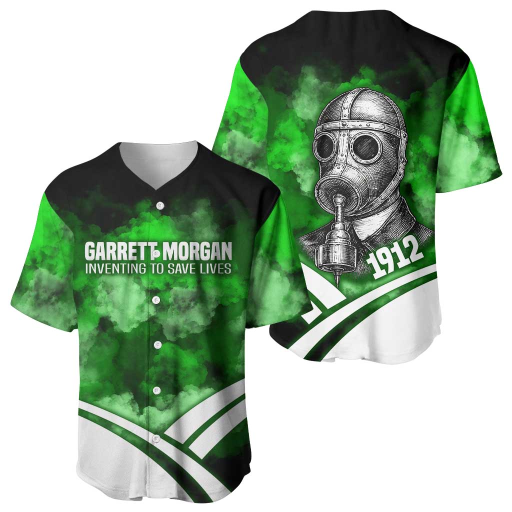 Garrett Morgan Baseball Jersey with Gas Mask Invention Illustration, Inventing to Save Lives Quote - African Pride