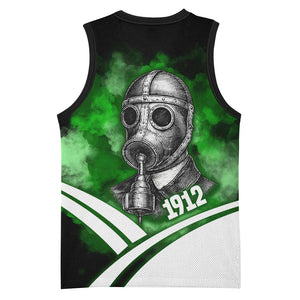 Garrett Morgan Basketball Jersey with Gas Mask Invention Illustration, Inventing to Save Lives Quote - African Pride
