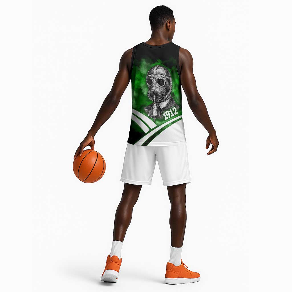 Garrett Morgan Basketball Jersey with Gas Mask Invention Illustration, Inventing to Save Lives Quote - African Pride