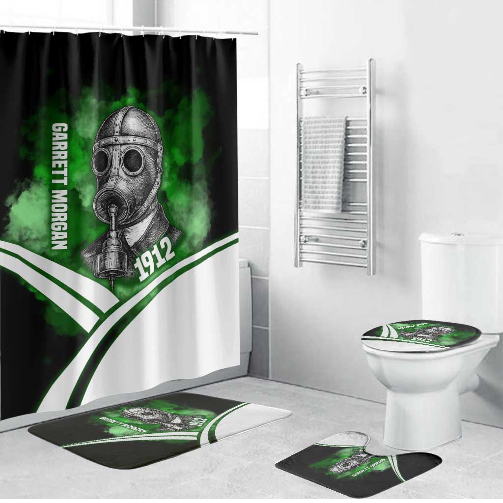 Garrett Morgan Bathroom Set with Gas Mask Invention Illustration, Inventing to Save Lives Quote - African Pride