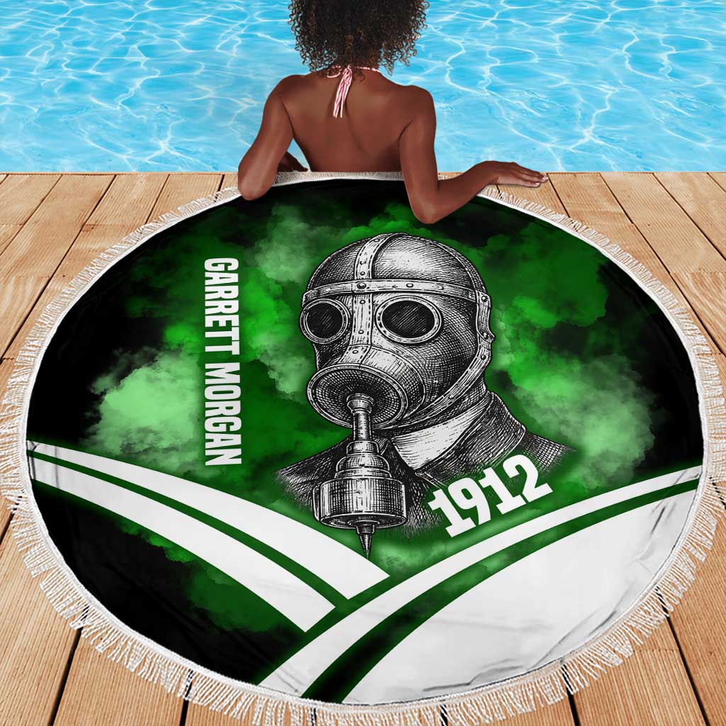 Garrett Morgan Beach Blanket with Gas Mask Invention Illustration, Inventing to Save Lives Quote - African Pride