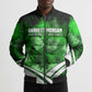 Garrett Morgan Bomber Puffer Jacket with Gas Mask Invention Illustration, Inventing to Save Lives Quote - African Pride