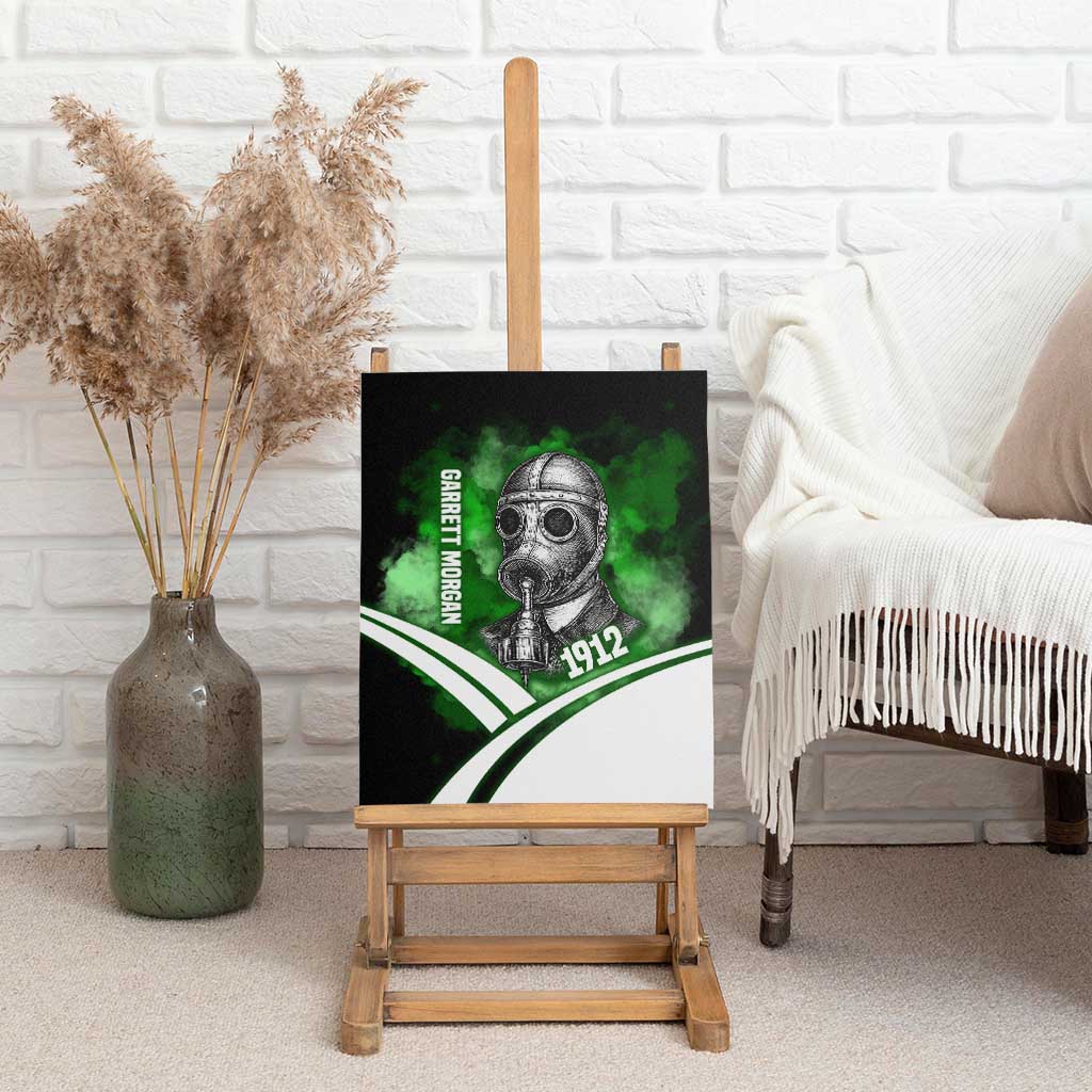 Garrett Morgan Canvas Wall Art with Gas Mask Invention Illustration, Inventing to Save Lives Quote - African Pride