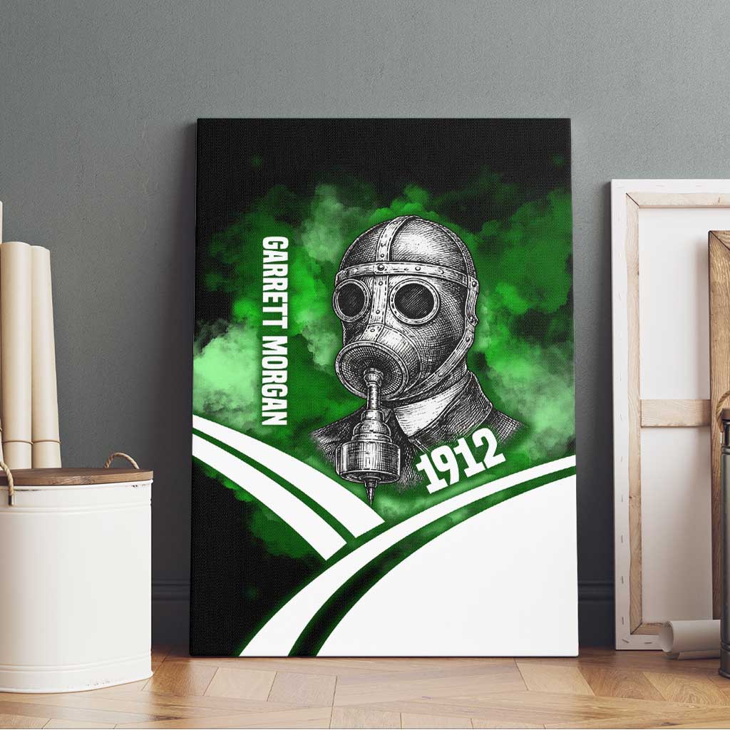Garrett Morgan Canvas Wall Art with Gas Mask Invention Illustration, Inventing to Save Lives Quote - African Pride