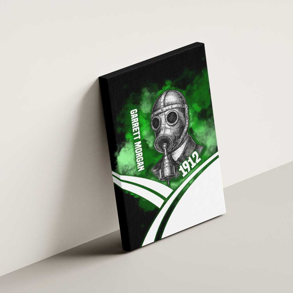 Garrett Morgan Canvas Wall Art with Gas Mask Invention Illustration, Inventing to Save Lives Quote - African Pride
