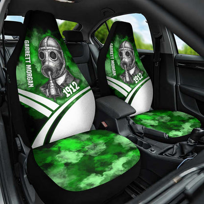 Garrett Morgan Car Seat Cover with Gas Mask Invention Illustration, Inventing to Save Lives Quote - African Pride