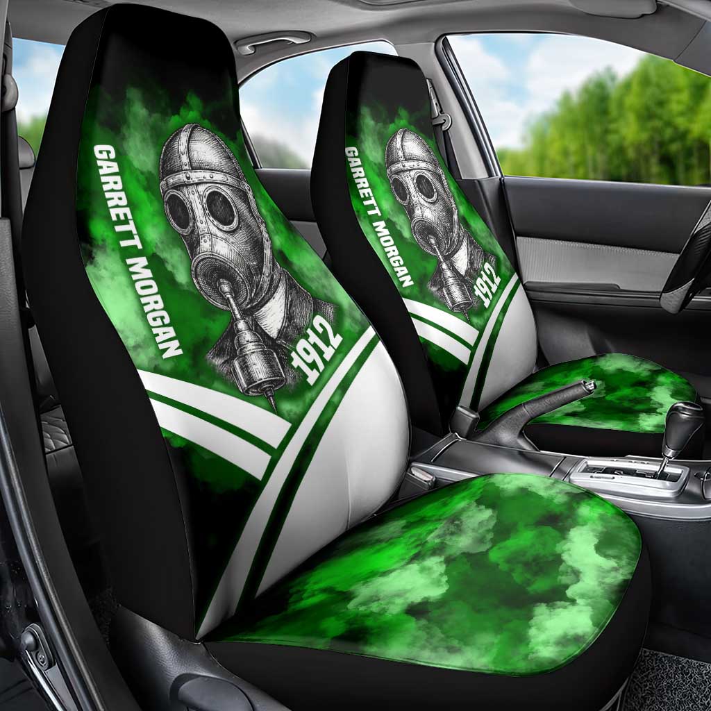 Garrett Morgan Car Seat Cover with Gas Mask Invention Illustration, Inventing to Save Lives Quote - African Pride
