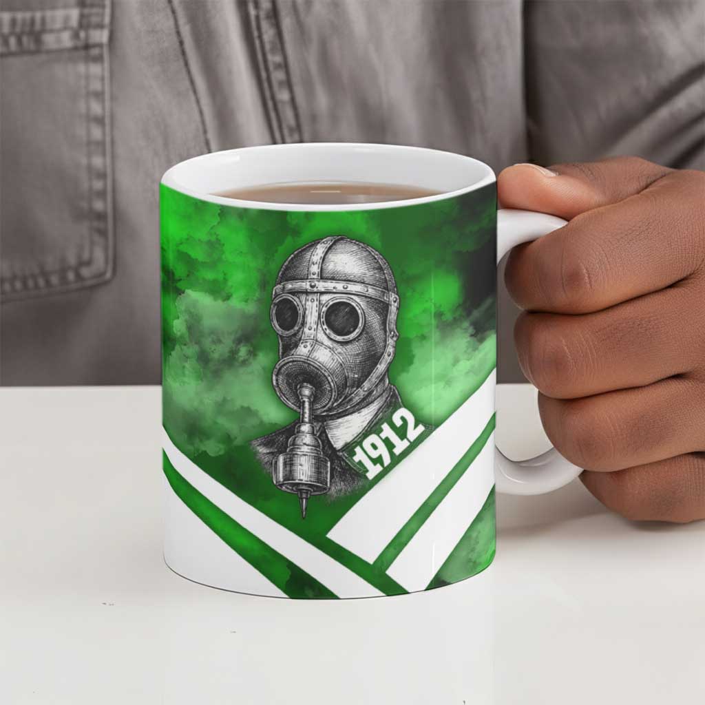 Garrett Morgan Ceramic Mug with Gas Mask Invention Illustration, Inventing to Save Lives Quote - African Pride