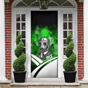 Garrett Morgan Door Cover with Gas Mask Invention Illustration, Inventing to Save Lives Quote - African Pride