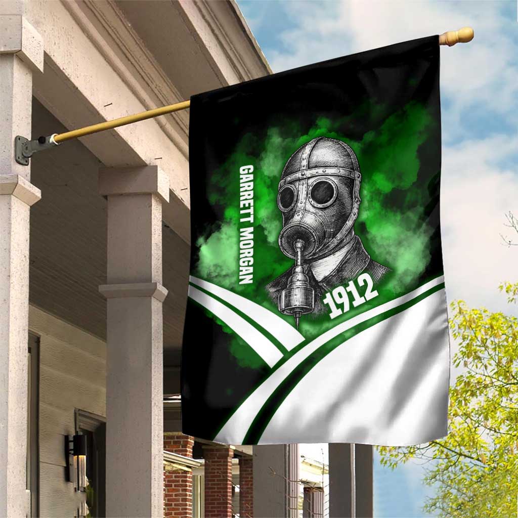Garrett Morgan Garden Flag with Gas Mask Invention Illustration, Inventing to Save Lives Quote - African Pride