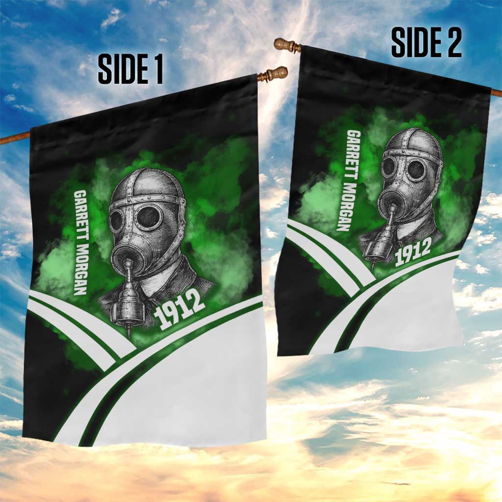 Garrett Morgan Garden Flag with Gas Mask Invention Illustration, Inventing to Save Lives Quote - African Pride