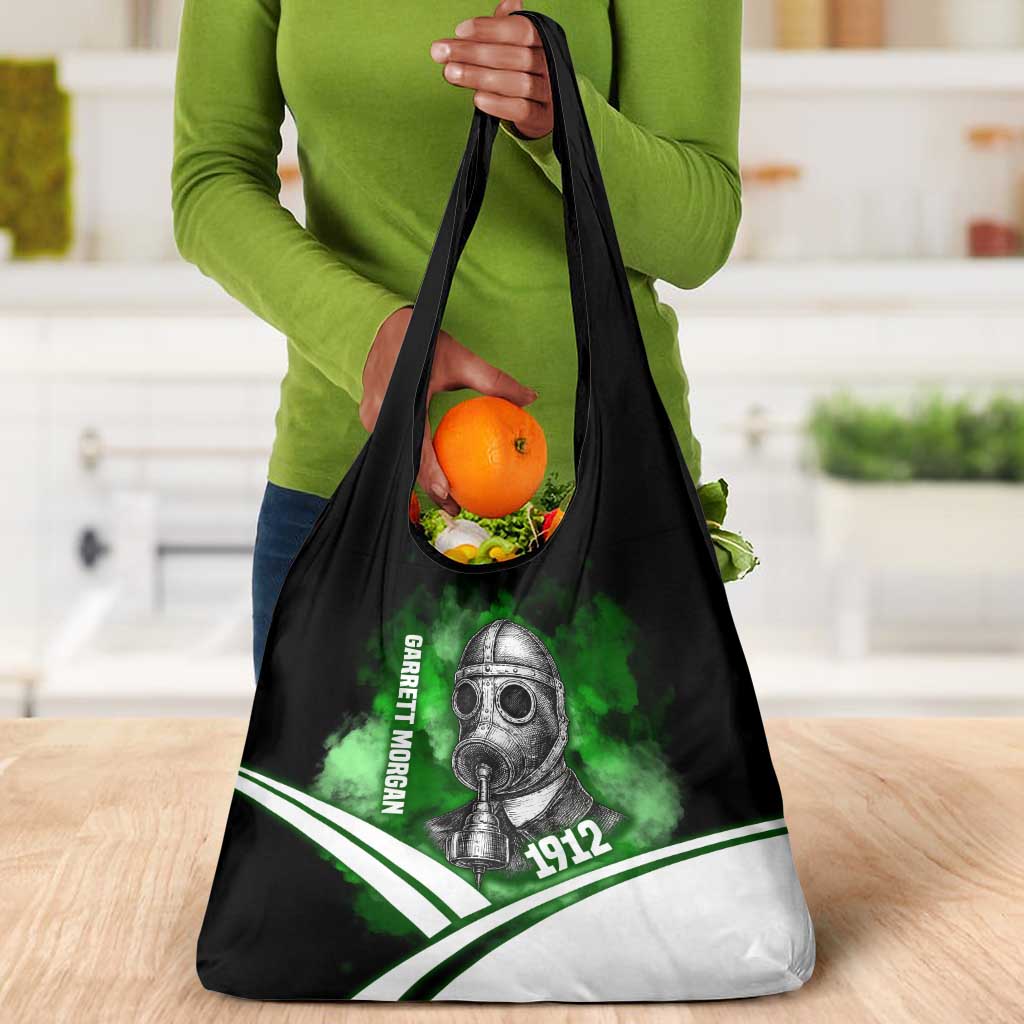 Garrett Morgan Grocery Bag with Gas Mask Invention Illustration, Inventing to Save Lives Quote - African Pride