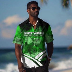 Garrett Morgan Hawaiian Shirt with Gas Mask Invention Illustration, Inventing to Save Lives Quote - African Pride