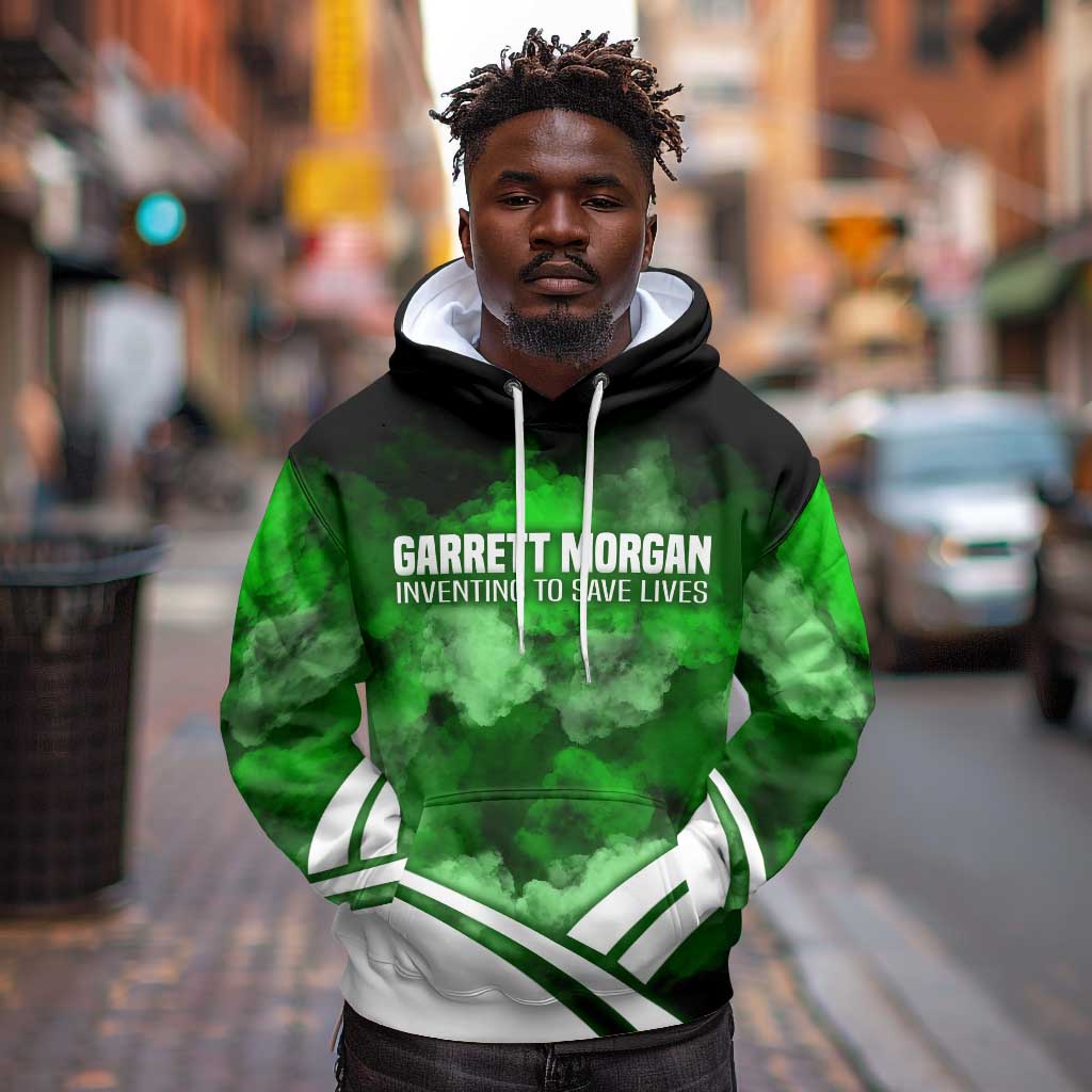 Garrett Morgan Hoodie with Gas Mask Invention Illustration, Inventing to Save Lives Quote - African Pride