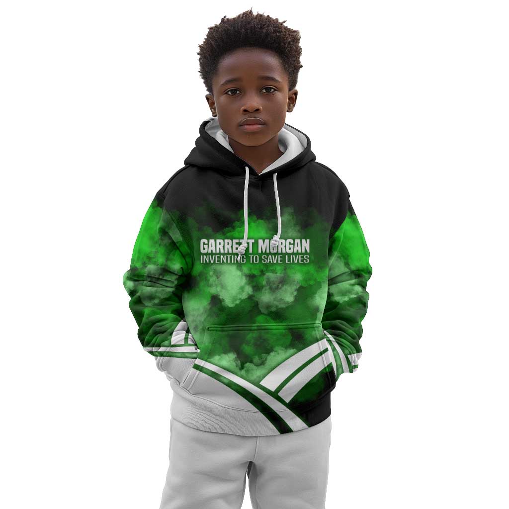 Garrett Morgan Kid Hoodie with Gas Mask Invention Illustration, Inventing to Save Lives Quote - African Pride
