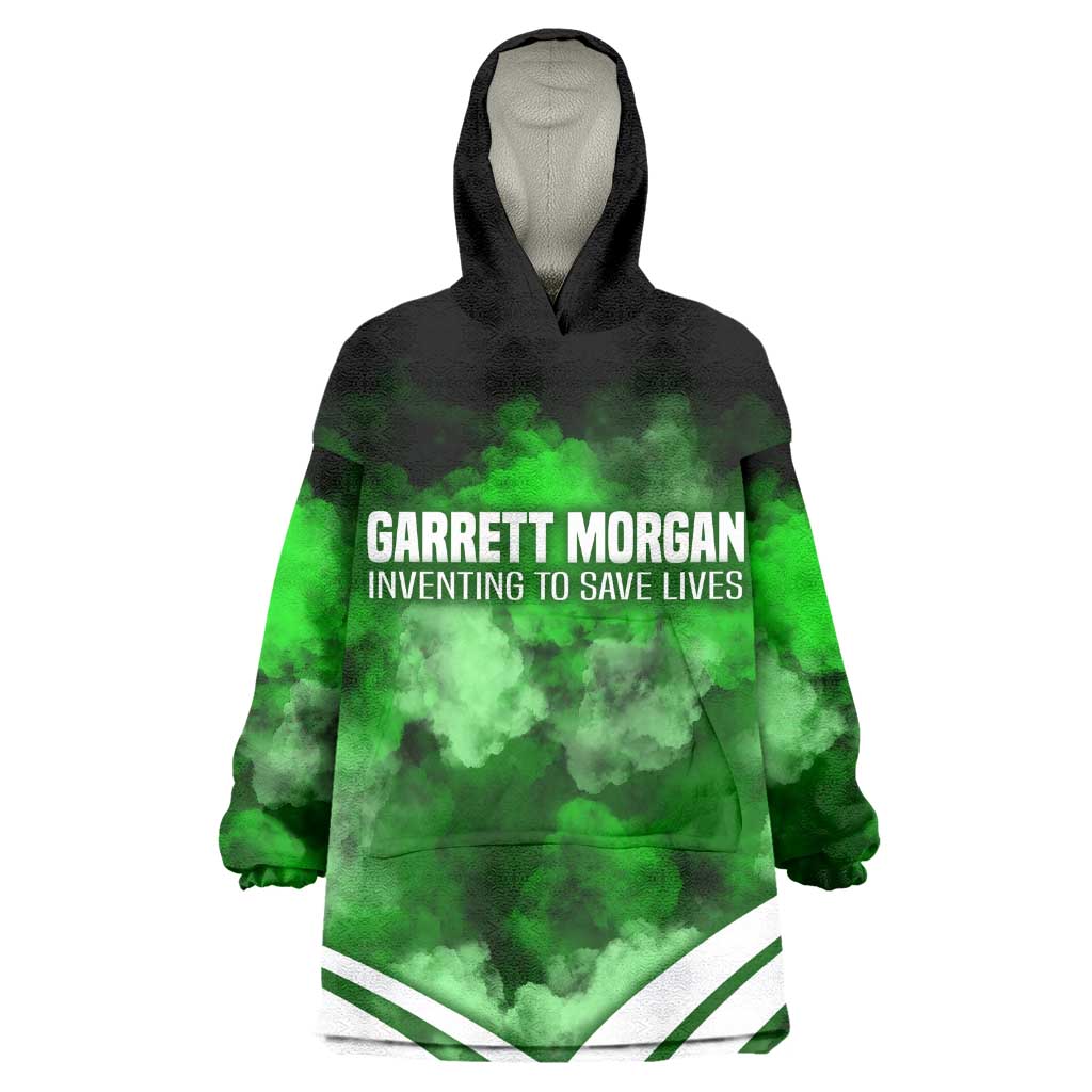 Garrett Morgan Kid Wearable Blanket Hoodie with Gas Mask Invention Illustration, Inventing to Save Lives Quote - African Pride