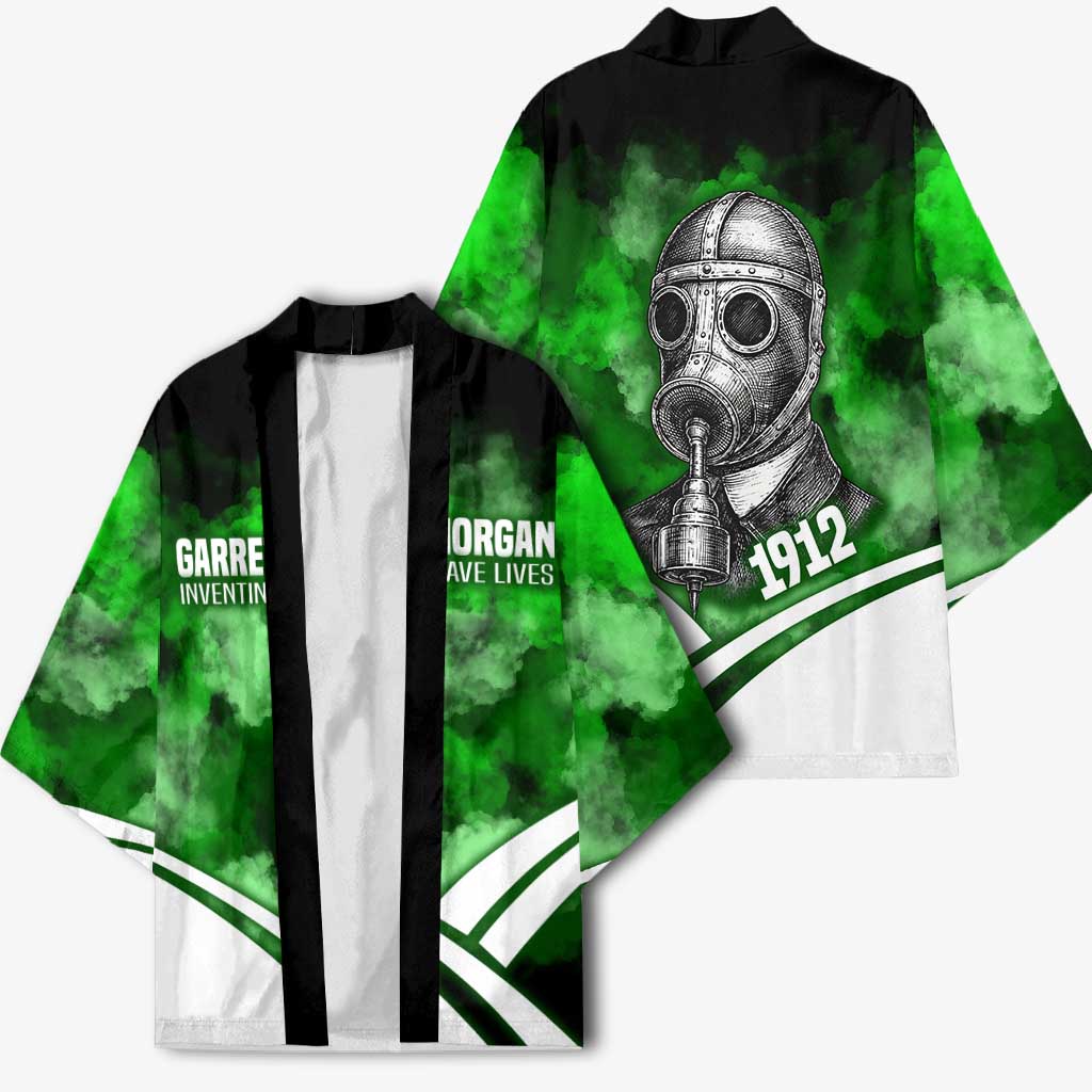 Garrett Morgan Kimono with Gas Mask Invention Illustration, Inventing to Save Lives Quote - African Pride