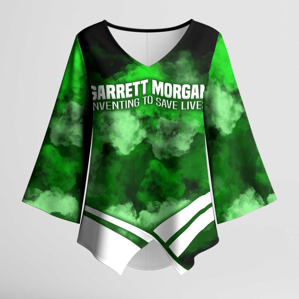 Garrett Morgan Kimono Sleeve Blouse with Gas Mask Invention Illustration, Inventing to Save Lives Quote - African Pride