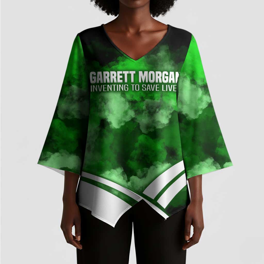 Garrett Morgan Kimono Sleeve Blouse with Gas Mask Invention Illustration, Inventing to Save Lives Quote - African Pride