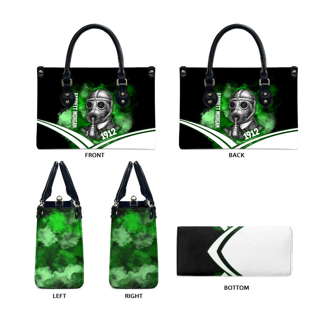 Garrett Morgan Leather Bag with Gas Mask Invention Illustration, Inventing to Save Lives Quote - African Pride