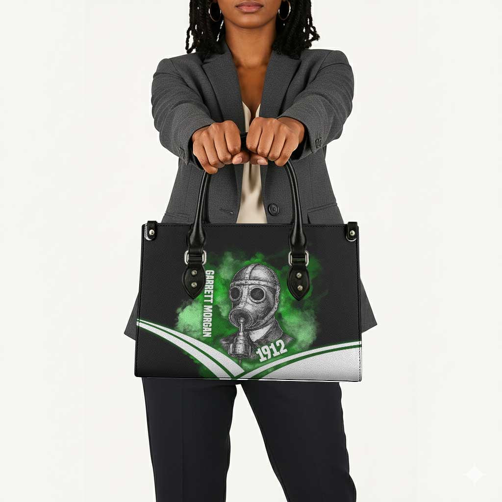Garrett Morgan Leather Bag with Gas Mask Invention Illustration, Inventing to Save Lives Quote - African Pride