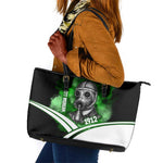 Garrett Morgan Leather Tote Bag with Gas Mask Invention Illustration, Inventing to Save Lives Quote - African Pride